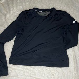 Black Nike meshed back running cropped shirt
